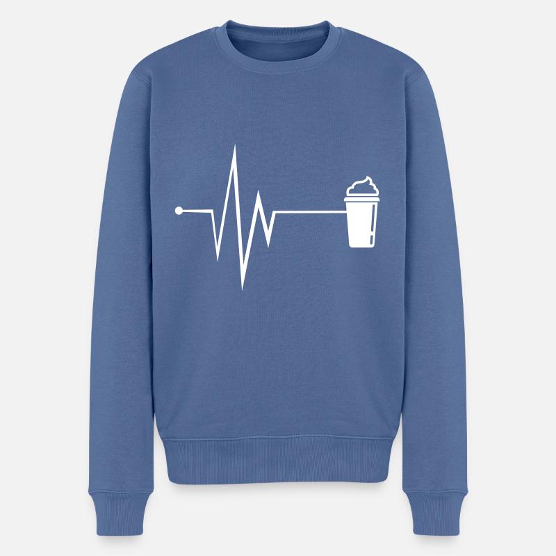 Icône de café Pulse - Pull Premium bio Homme - bleu pigeon