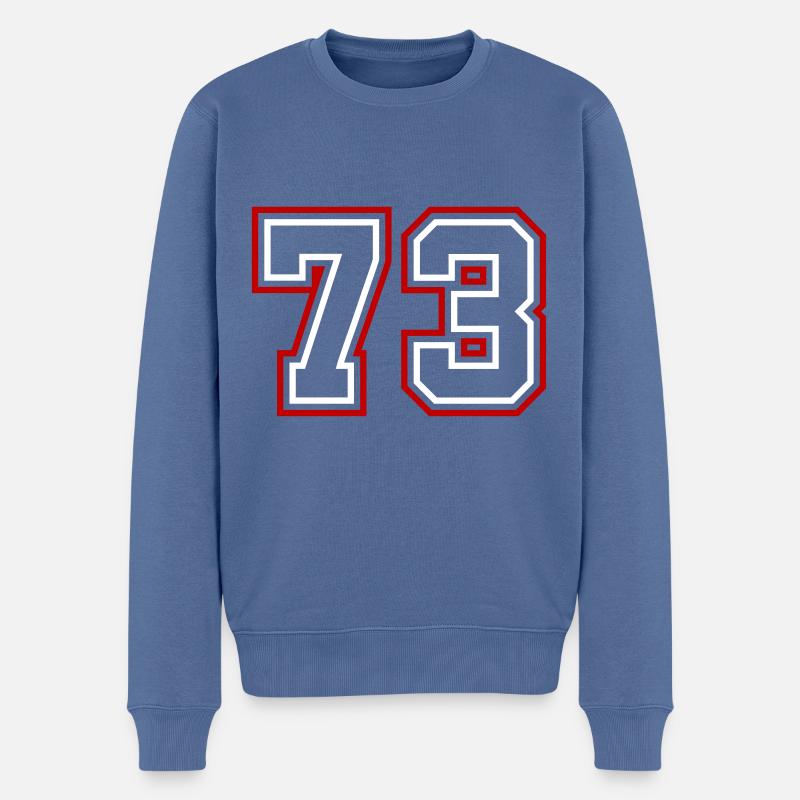 73 Numéro de numéro - Pull Premium bio Homme - bleu pigeon