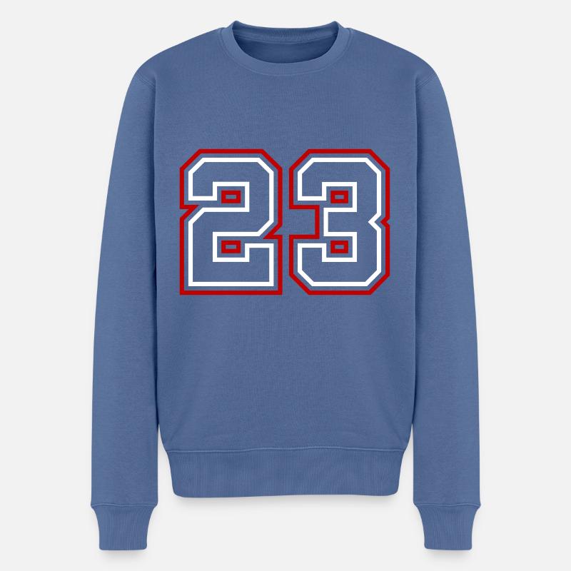 23 Numéro de numéro - Pull Premium bio Homme - bleu pigeon