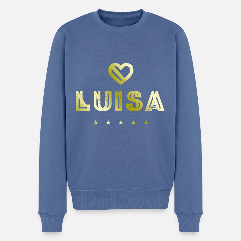 Luisa Herz - Männer Premium Bio Pullover - Taubenblau