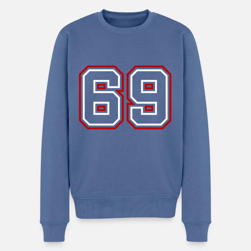 69 Numéro de numéro - Pull Premium bio Homme - bleu pigeon