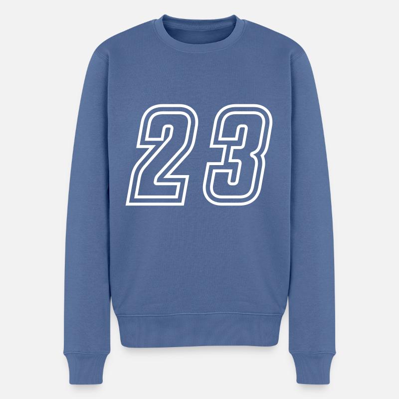 23 Numéro de numéro - Pull Premium bio Homme - bleu pigeon