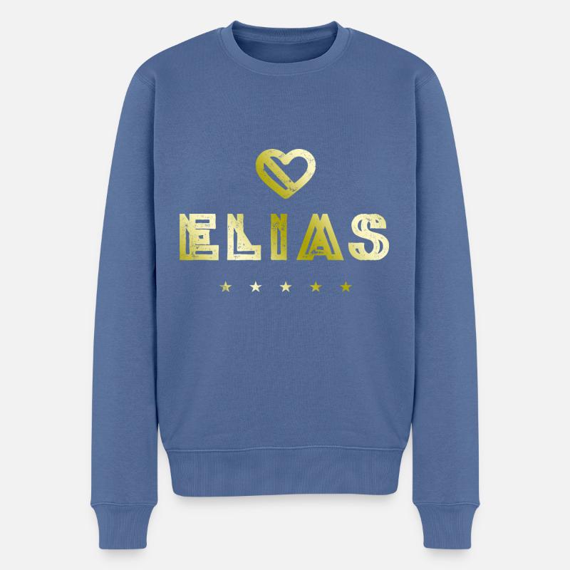 Elias Herz - Männer Premium Bio Pullover - Taubenblau