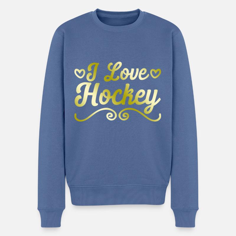 J’adore le hockey - Pull Premium bio Homme - bleu pigeon