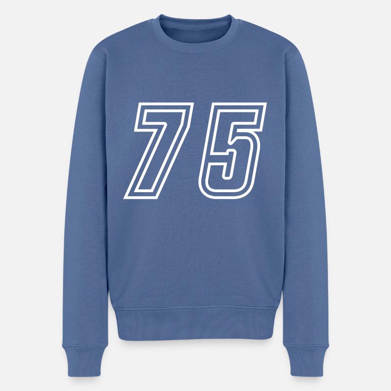 75 Zahl nummer - Männer Premium Bio Pullover - Taubenblau
