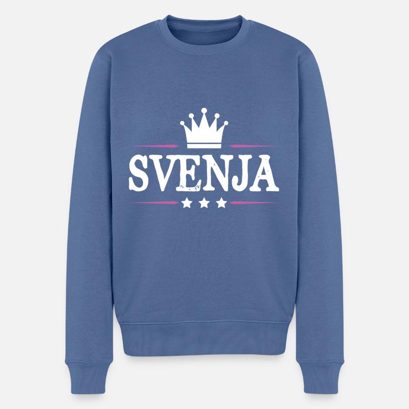 Svenja - Männer Premium Bio Pullover - Taubenblau