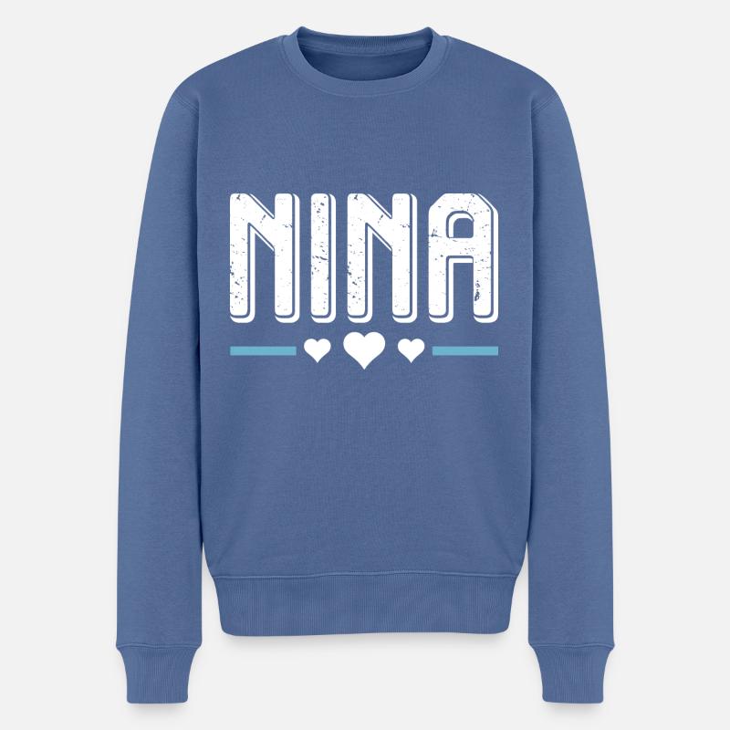 Nina - Männer Premium Bio Pullover - Taubenblau