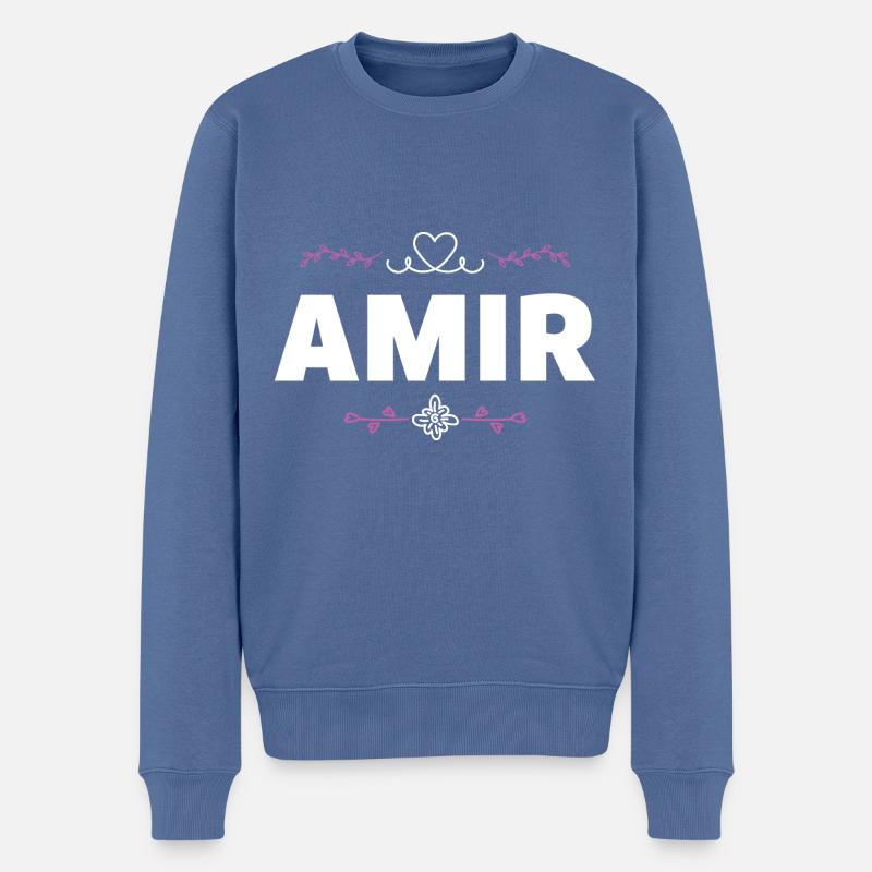 Amir - Pull Premium bio Homme - bleu pigeon