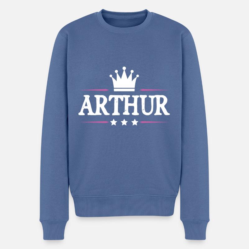 Arthur - Männer Premium Bio Pullover - Taubenblau