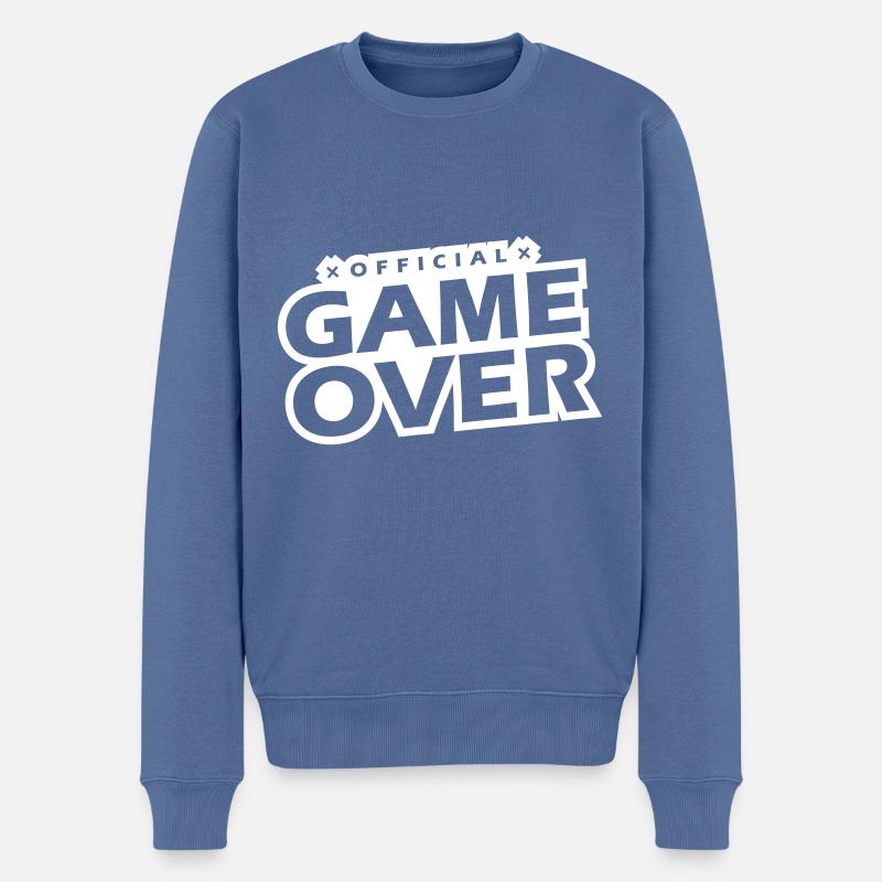 Game Over Slogan - Pull Premium bio Homme - bleu pigeon