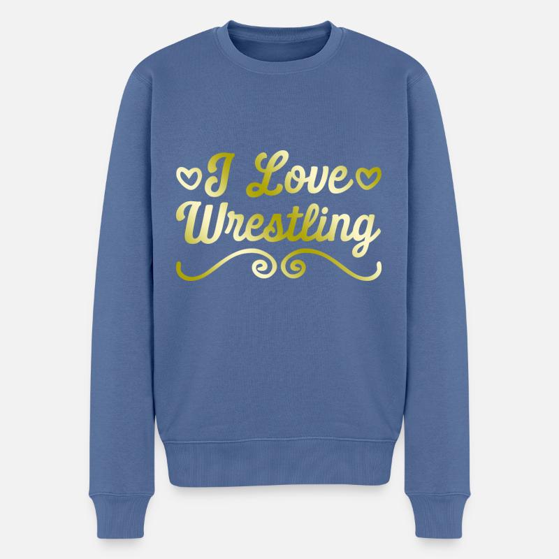 Ich liebe Wrestling - Männer Premium Bio Pullover - Taubenblau