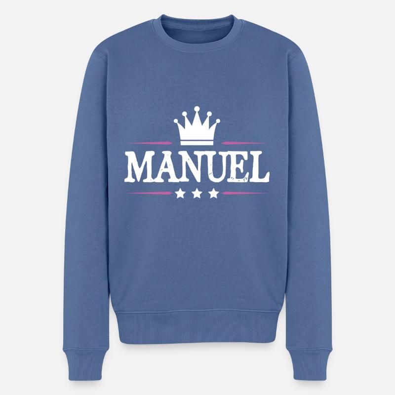 Manuel - Männer Premium Bio Pullover - Taubenblau