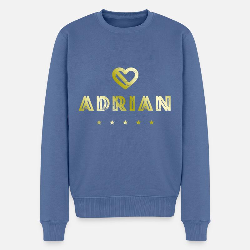 Adrian Herz - Männer Premium Bio Pullover - Taubenblau