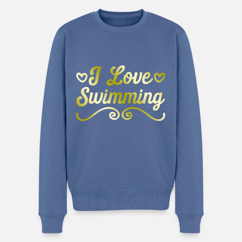 Ich liebe Schwimmen - Männer Premium Bio Pullover - Taubenblau