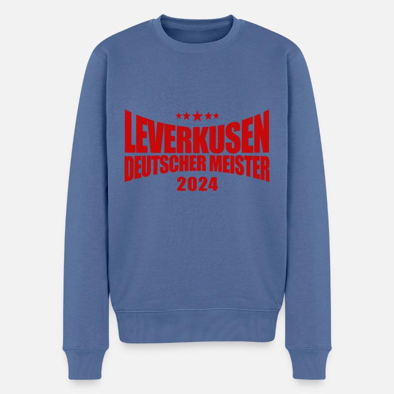 Leverkusen - Deutscher Meister 2024 - Männer Premium Bio Pullover - Taubenblau