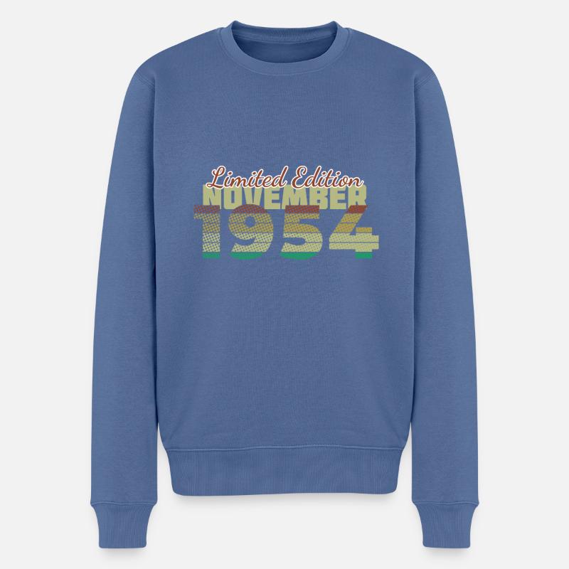 70. Geburtstag Limited Edition (SCR) 11/1954 - Männer Premium Bio Pullover - Taubenblau