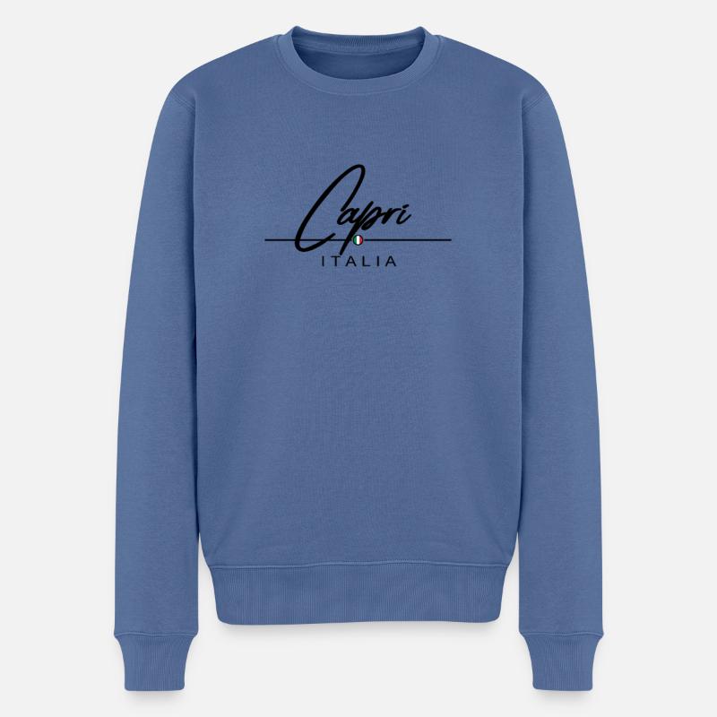 Capri Italien - Männer Premium Bio Pullover - Taubenblau