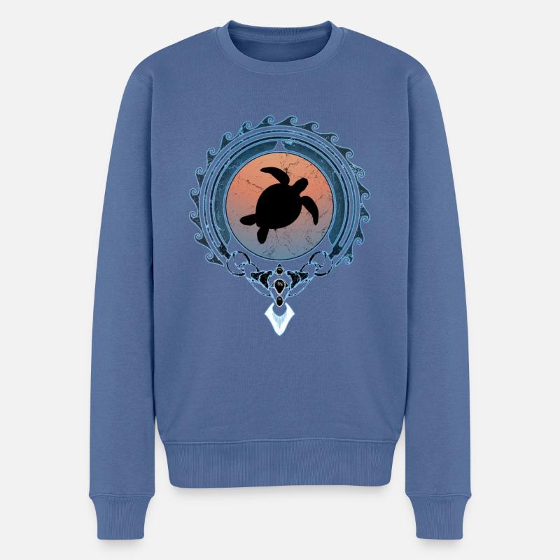 Tortue de mer - Pull Premium bio Homme - bleu pigeon