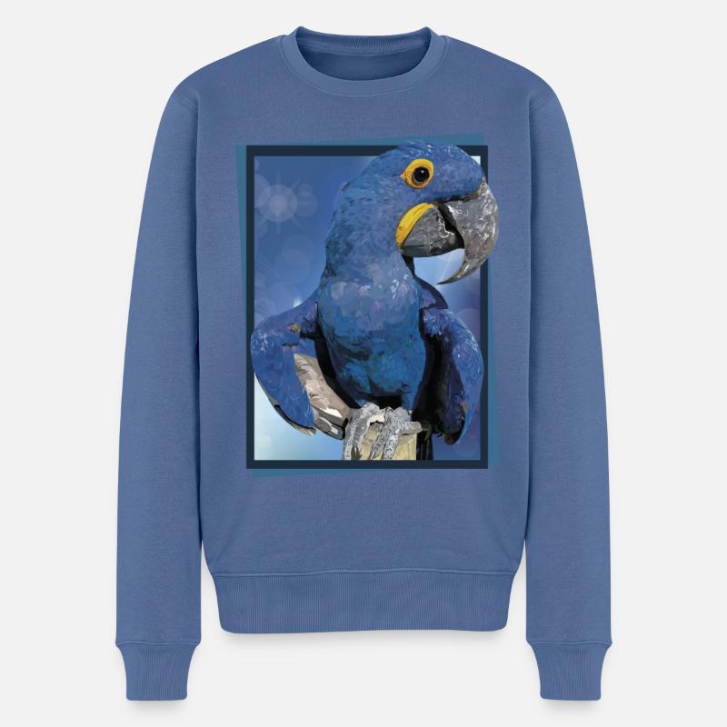 Hyazinth-Ara - Männer Premium Bio Pullover - Taubenblau