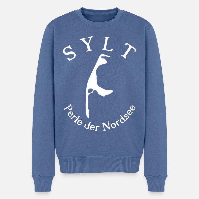 Sylt - Männer Premium Bio Pullover - Taubenblau