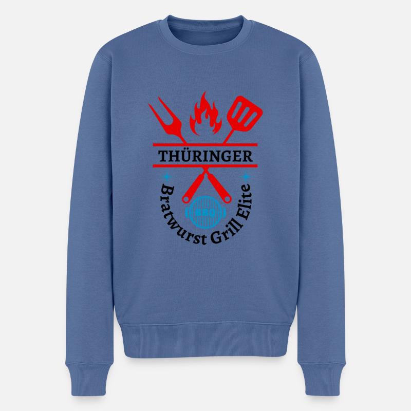 Thüringen-Thüringer Bratwurst Grill Elite - Männer Premium Bio Pullover - Taubenblau