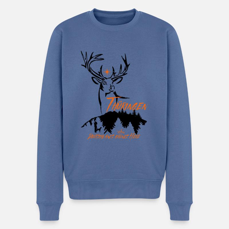Thüringen-Deutschlands grünes Herz - Männer Premium Bio Pullover - Taubenblau