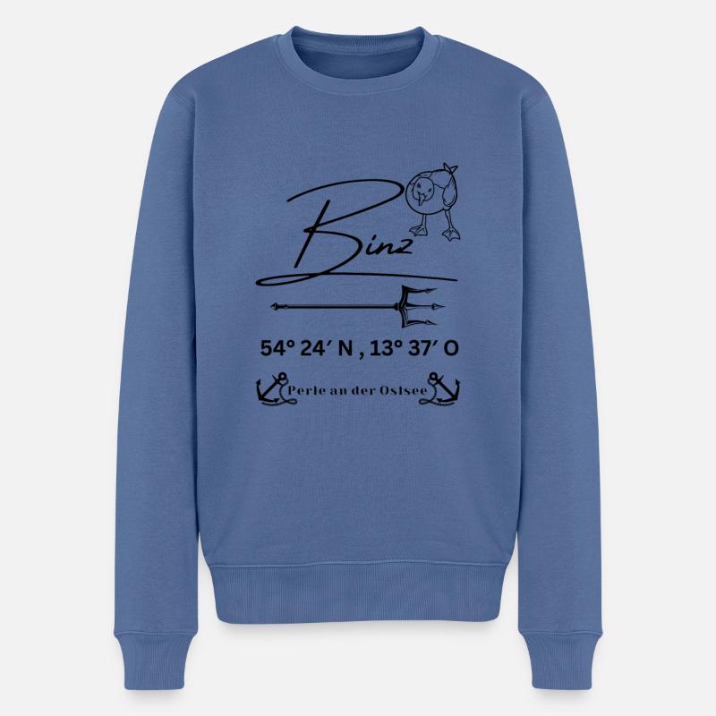 Binz-Möwe-Anker-Ostsee-Koordinaten - Männer Premium Bio Pullover - Taubenblau
