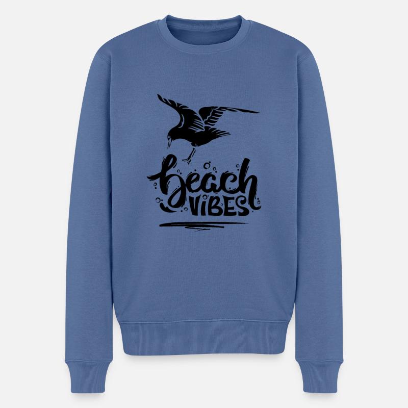 Beach Vibes & Seagull - Pull Premium bio Homme - bleu pigeon