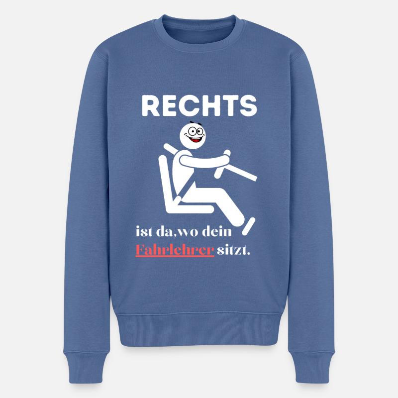 Rechts Links Schwäche Auto fahren - Männer Premium Bio Pullover - Taubenblau