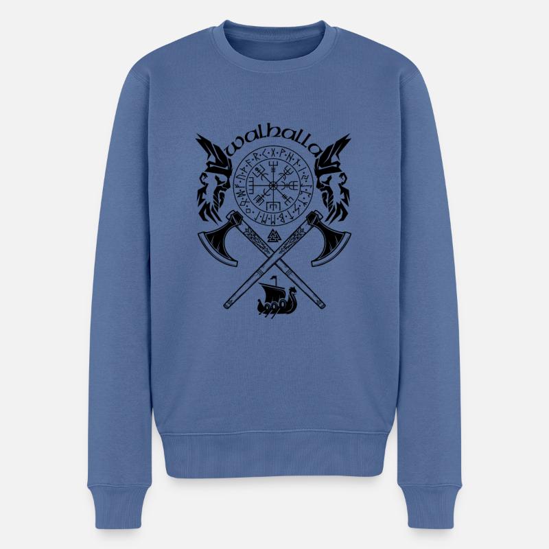 WALHALLA-VIKING SYMBOLE-WIKINGER RUNEN - Männer Premium Bio Pullover - Taubenblau
