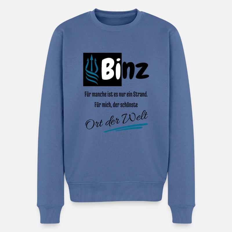 Binz für mich der schönste Ort der Welt- Rügen - Männer Premium Bio Pullover - Taubenblau