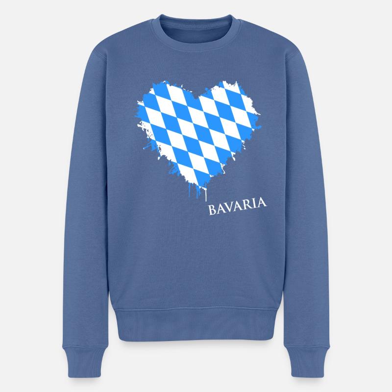 Bavaria, Bayern, Oberbayern, Minga - Männer Premium Bio Pullover - Taubenblau