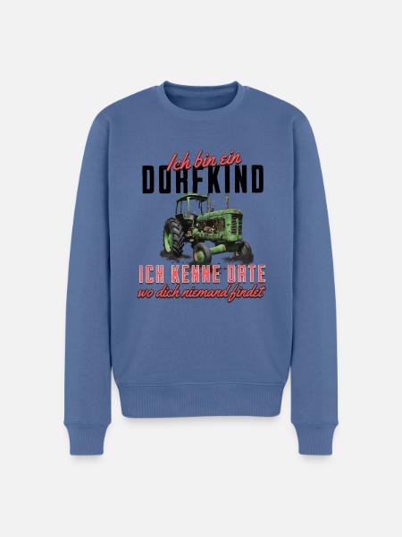 Ich bin ein Dorfkind - Traktor Design - Männer Premium Bio Pullover - Taubenblau