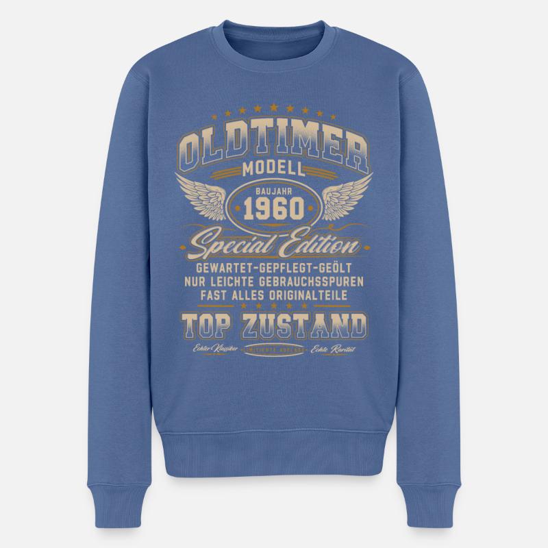 Oldtimer Baujahr 1960 Jahrgang Geburtstag Geschenk - Männer Premium Bio Pullover - Taubenblau