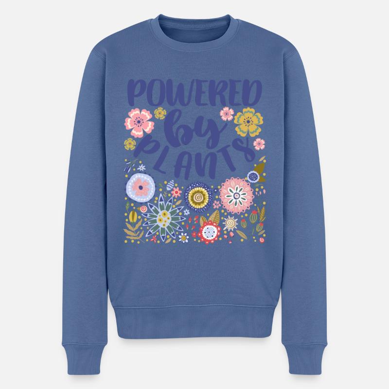 Powered By Plants - Männer Premium Bio Pullover - Taubenblau