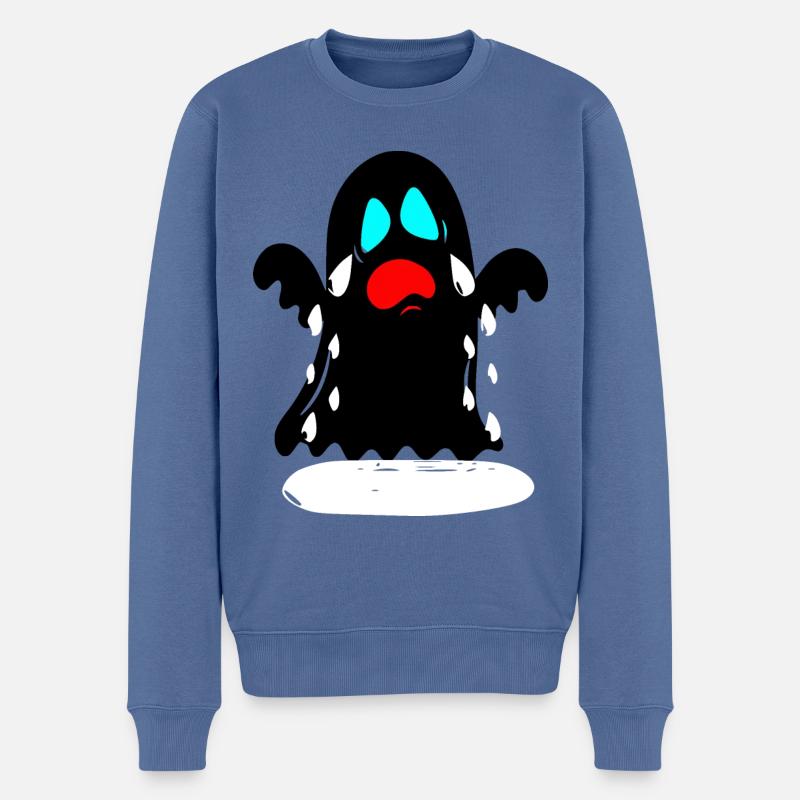 Geist Ghost Cartoon Comic - Männer Premium Bio Pullover - Taubenblau