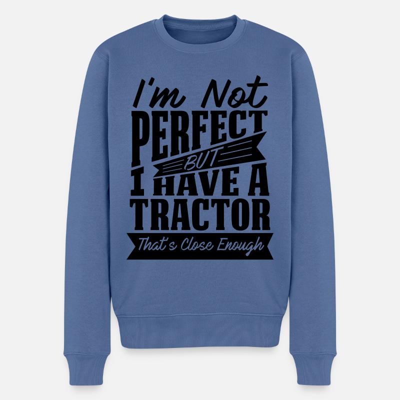 PERFEKT MIT SCHLEPPER - Männer Premium Bio Pullover - Taubenblau