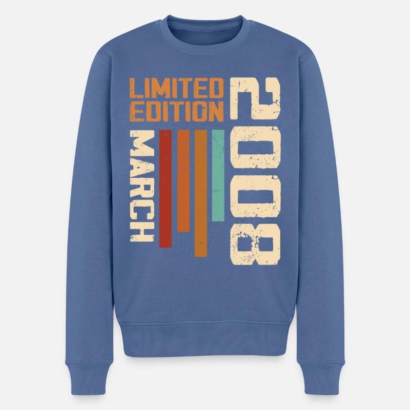 März 2008 Jubiläum 2008 Retro 2008 März - Männer Premium Bio Pullover - Taubenblau