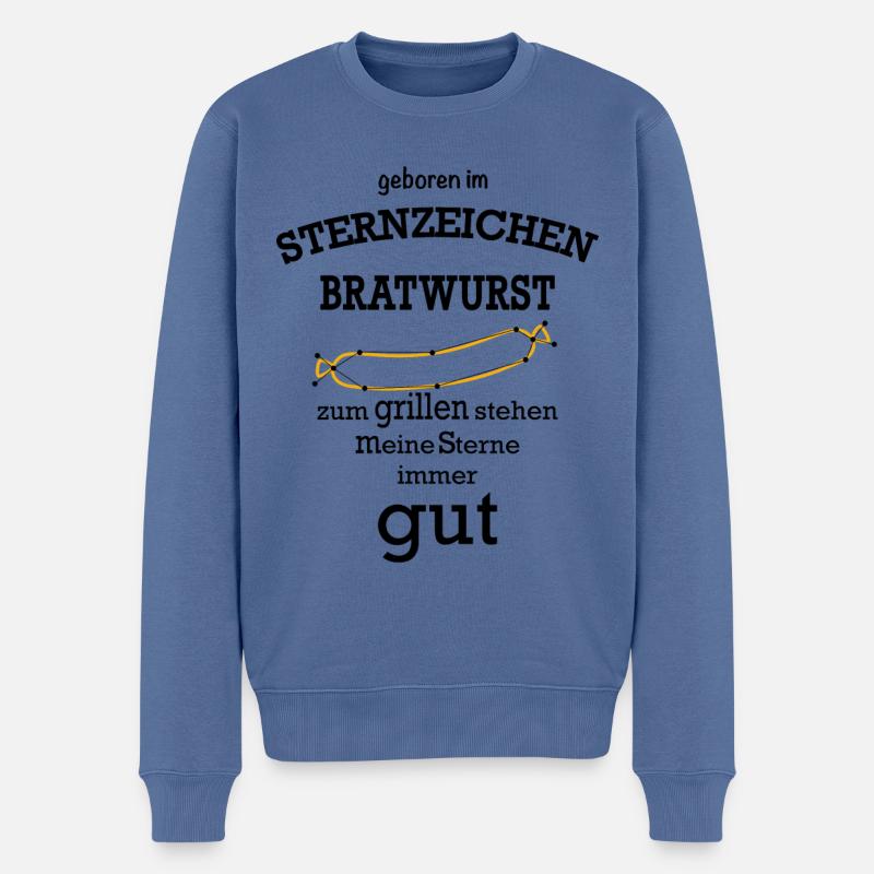 Bratwurst Grillsaison - Männer Premium Bio Pullover - Taubenblau