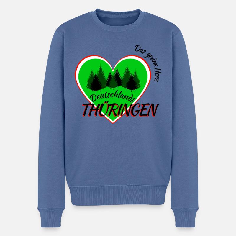 Thüringen das grüne Herz Deutschlands - Männer Premium Bio Pullover - Taubenblau