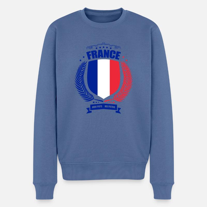 FRANKREICH MEIN LAND - Männer Premium Bio Pullover - Taubenblau