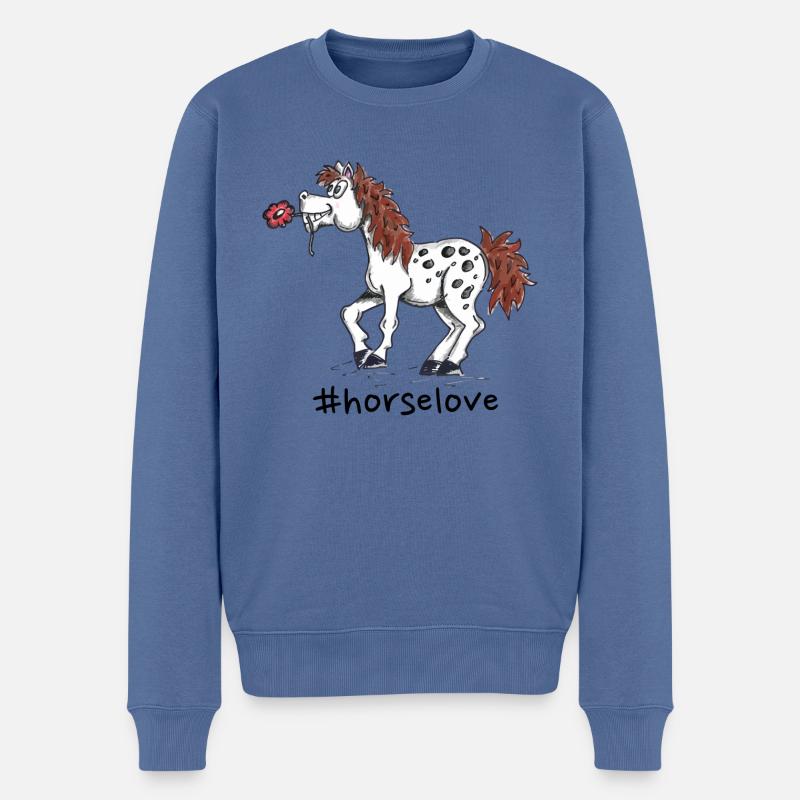 #horselove - empreinte de cheval - Pull Premium bio Homme - bleu pigeon