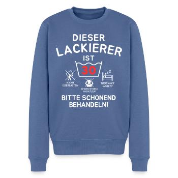 Dieser Lackierer ist 30. Schonend behandeln - Männer Premium Bio Pullover - Taubenblau - Vorne - Nico (187cm)