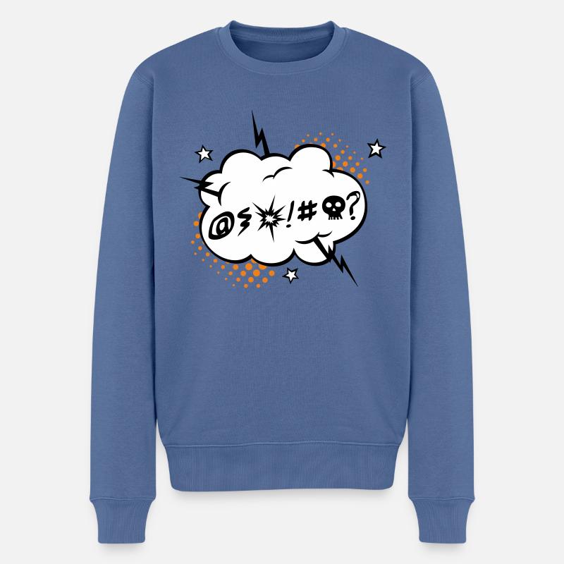 Grumble - Wütend - weisser Hintergrund - Männer Premium Bio Pullover - Taubenblau