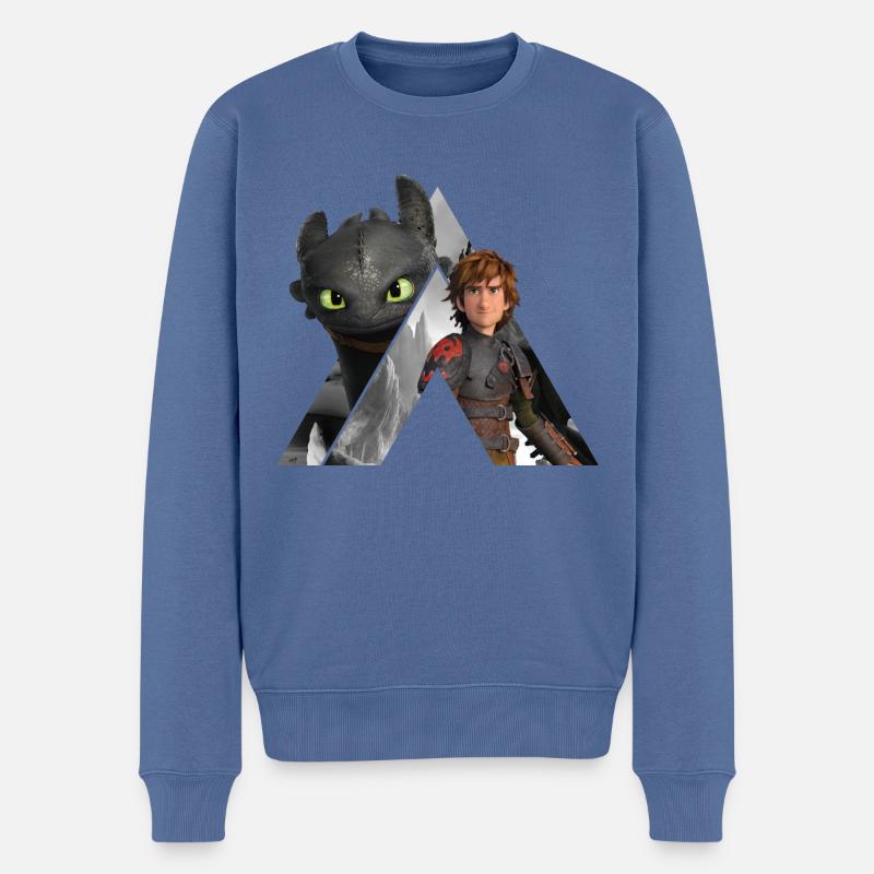 Cómo entrenar a tu dragón de forma fácil Chimuelo e hipo - Sudadera ecológica prémium para hombre - azul colombino