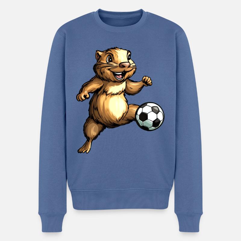 Murmeltiere Fussball - Männer Premium Bio Pullover - Taubenblau