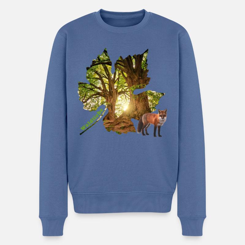 wald 48 mit fuchs - Männer Premium Bio Pullover - Taubenblau