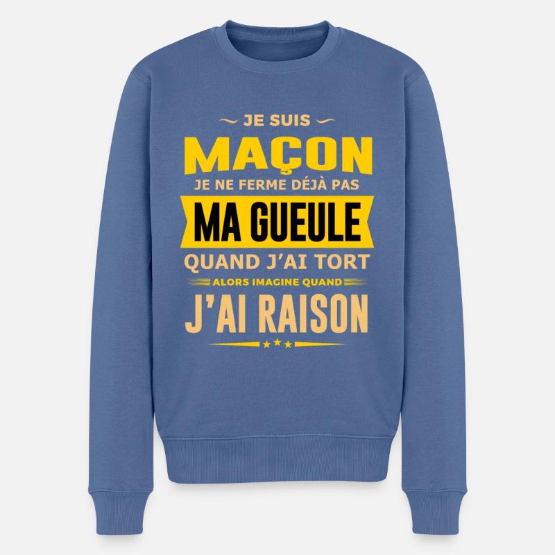 Maçon humour je ne ferme pas ma gueule maçonnerie - Pull Premium bio Homme - bleu pigeon