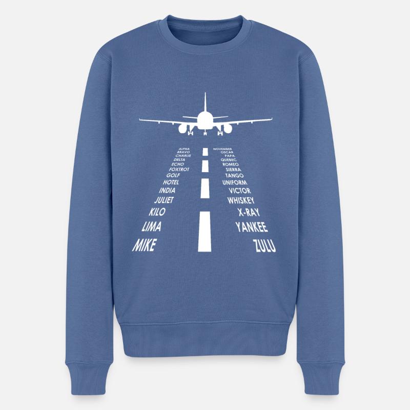 Flugzeug / Landebahn Piloten Alphabet / Hobbypilot - Männer Premium Bio Pullover - Taubenblau