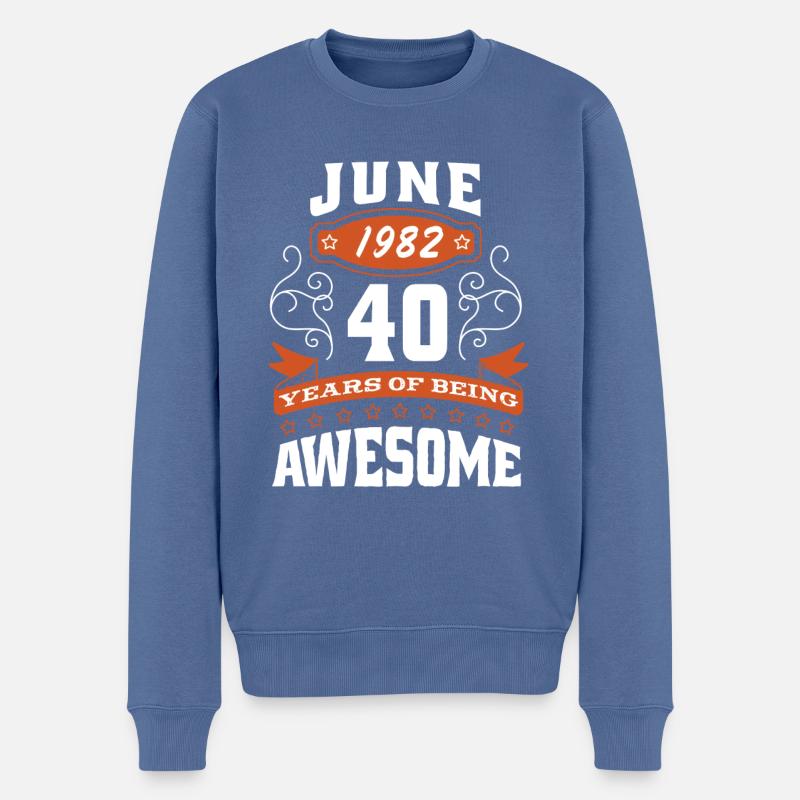 Juni 1982 - 40. Geburtstag Geschenk. Awesome. - Männer Premium Bio Pullover - Taubenblau